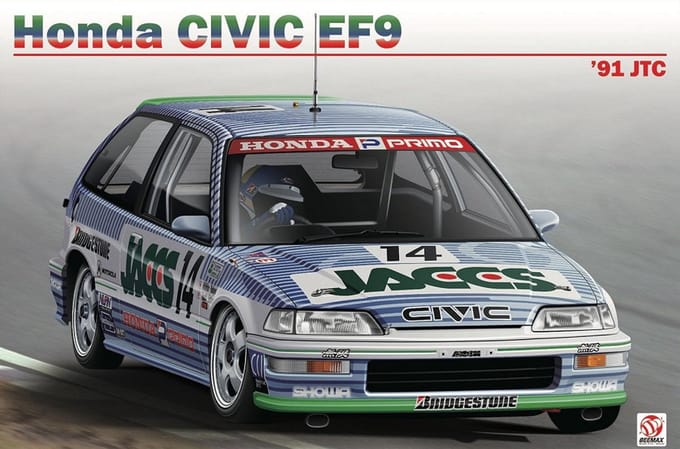 Beemax Modelbouwpakket Auto - 24030 Honda Civic EF9 Gr.A 1991 JTC InterTEC - Auto Plastic - 1:24 - Modelbouw