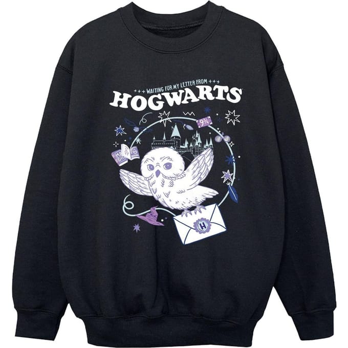 Harry Potter Meisjes Uil Brief Van Zweinstein Sweatshirt (Zwart)