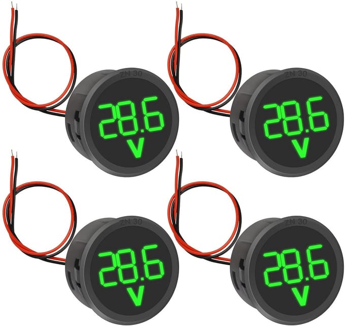 Digitale LED Voltmeters 4-100V voor Auto en Motorfiets - Spanningsmeter met Aansluitbeveiliging