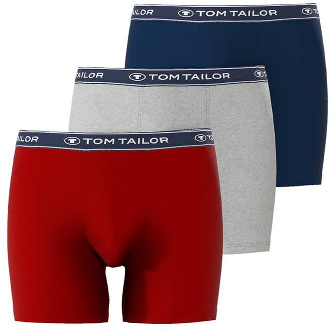Tom Tailor - Halflange boxershorts in een 3-pack - Maat S/4 - red-medium-solid