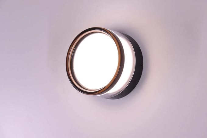 Zwarte led buitenlamp rond - IP65 - CCT - Dia. 14cm