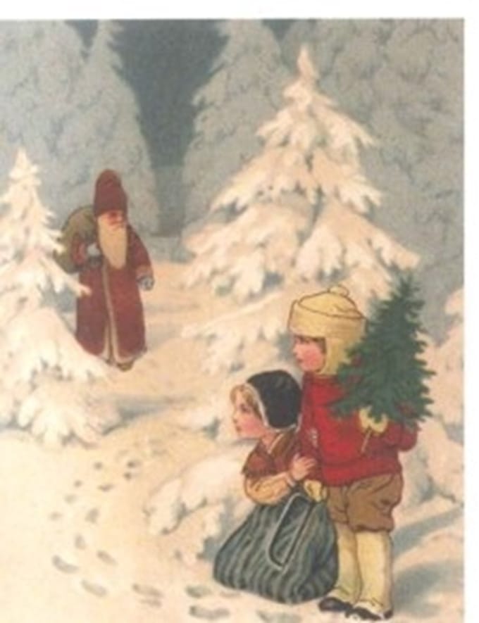 Cadeaukaart met env. Kinderen en kerstman 7x9cm