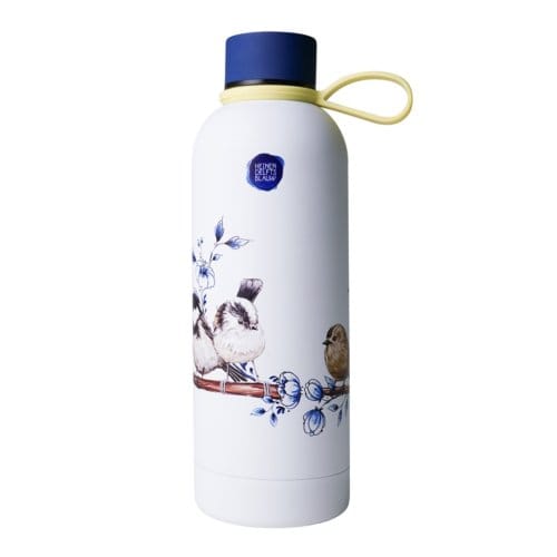Heinen delfts blauw waterfles bosvogels - geïsoleerd - rvs