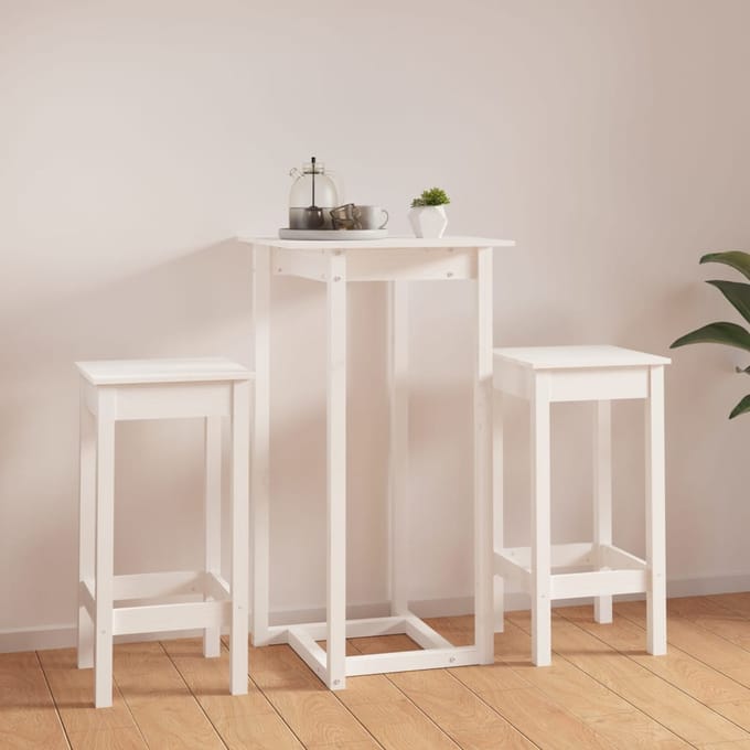 vidaXL - 3-delige - Barset - massief - grenenhout - wit
