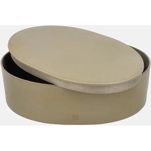 Chamada Noelle leren opbergbox ovaal effen L taupe