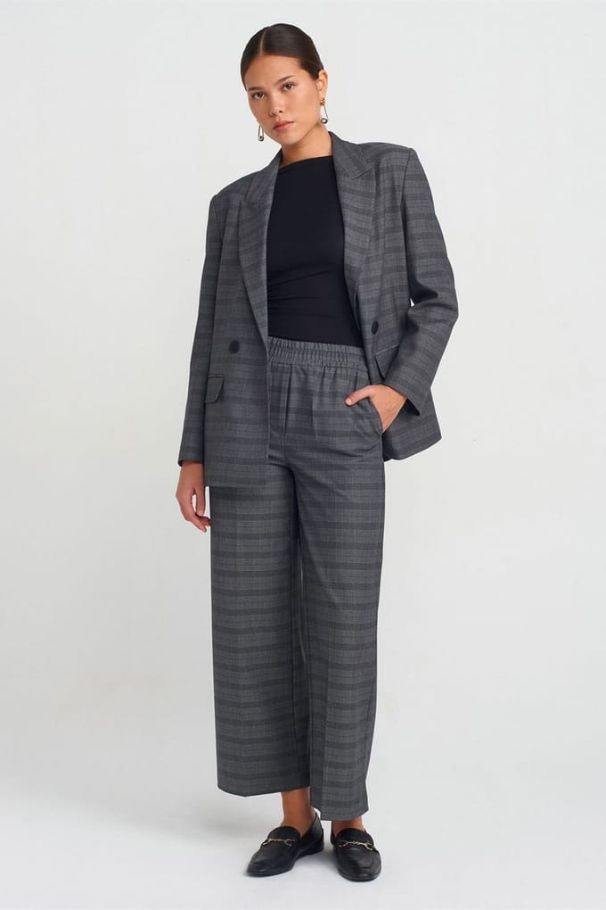 Dames Ruit Wide-Leg Enkellange Broek