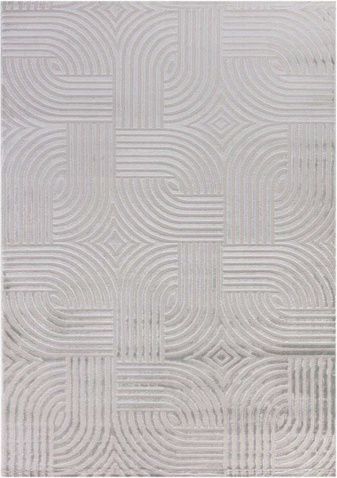 Flycarpets Cara Modern Japandi Architectura Vloerkleed - Zilver - 120x170 cm