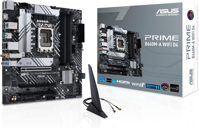 ASUS PRIME B660M-A WIFI D4 Moederbord - Intel B660 - Intel LGA1700 - DDR4 RAM - Micro-ATX