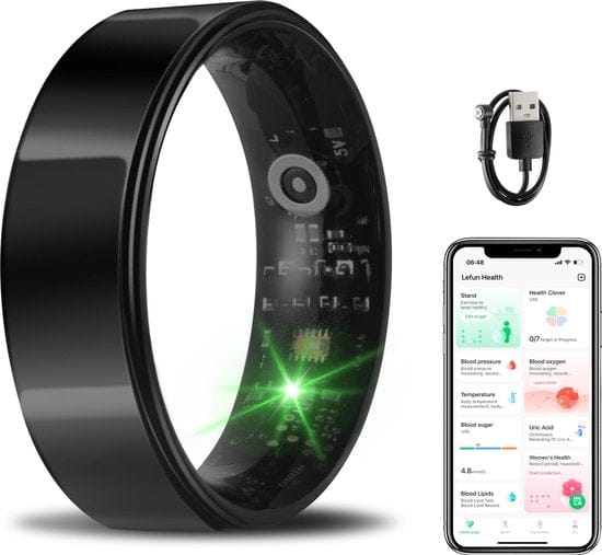 Smart Ring - Maat 7 - voor Dames en Heren - Activity Tracker - Wearables - Zwart - van Saaf