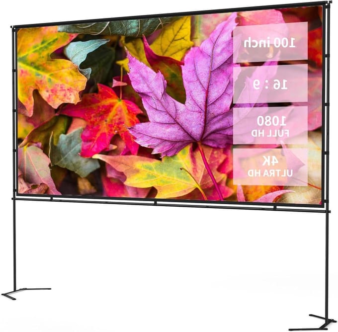 Projectiescherm met Standaard - Mobiel Scherm Buitenscherm - Thuisbioscoop Thuis - Kreukvrij Beeld - 100 inch - Wit