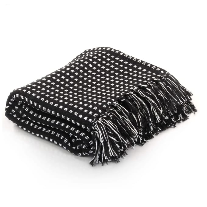 vidaXL - Plaid - vierkanten - 160x210 - cm - katoen - zwart