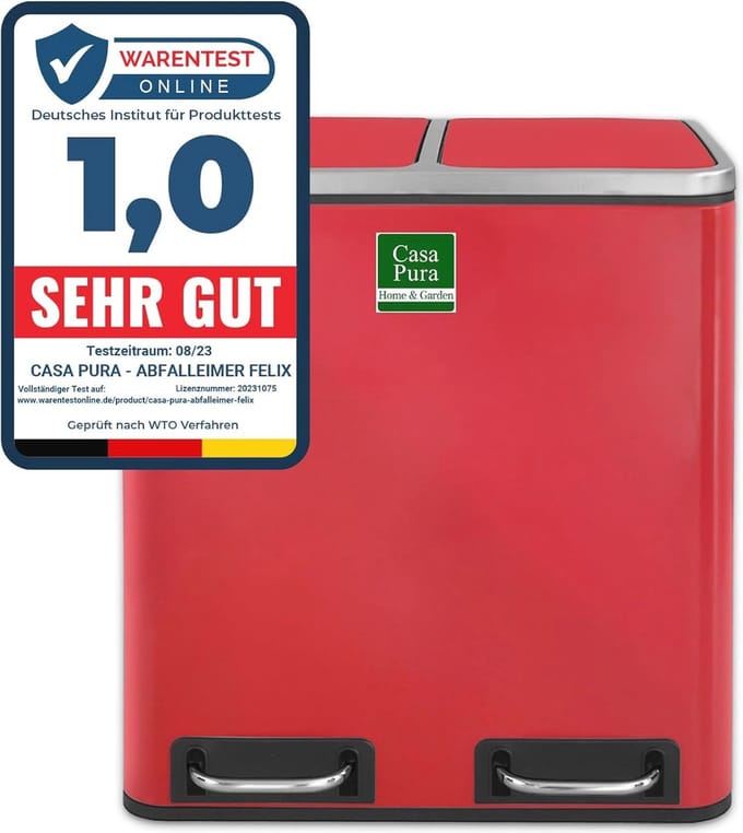 Afvalbak 60 Liter - Pedaalemmer 60 Liter - Afvalemmer 60 Liter - Rood