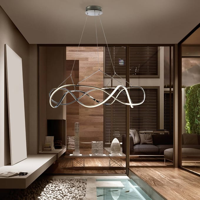 Schuller Valencia Hanglamp Molly, dimbaar, Ø 100 cm, chroom