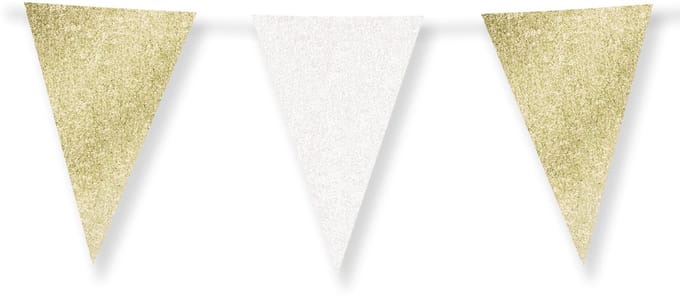 Glitter flags 20 x 30cm - Gold and white