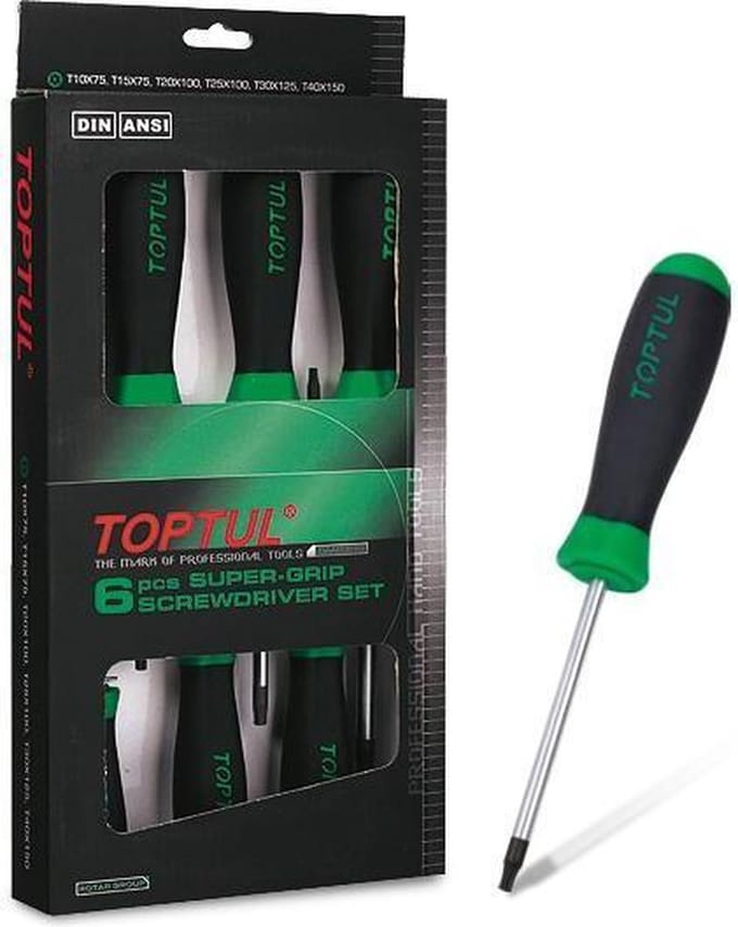 Set schroevendraaier torx met gat 6cs :T10-T40