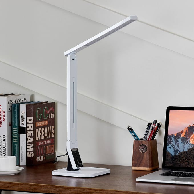 Lindby LED bureaulamp Eleni, wit, CCT, dimbaar