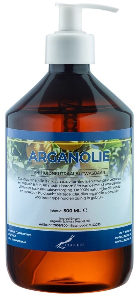 Arganolie 500 ml met witte pomp - 100% natuurlijk - biologisch en koud geperst