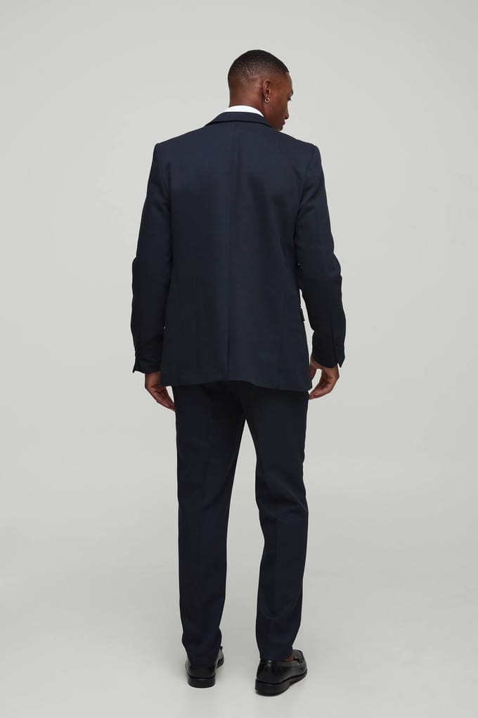 Slim Fit Single Breasted Twill Blazer | Navy | Size 48
