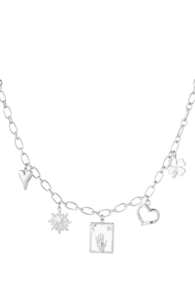 Bijoutheek Collier Bedels Magic Hand Wit Zilver