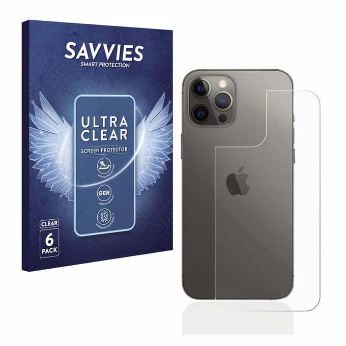 Savvies - Screenprotector voor Apple iPhone 12 Pro Max (Achterkant) - Folie Beschermfolie transparant 6 Stuks