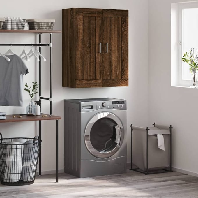 vidaXL - Wandkast - 69,5x34x90 - cm - bewerkt - hout - bruin - eikenkleur