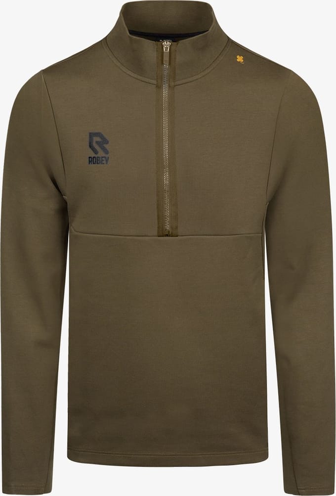 Robey Off Pitch Cotton Ziptop Heren - Olijf | Maat: M