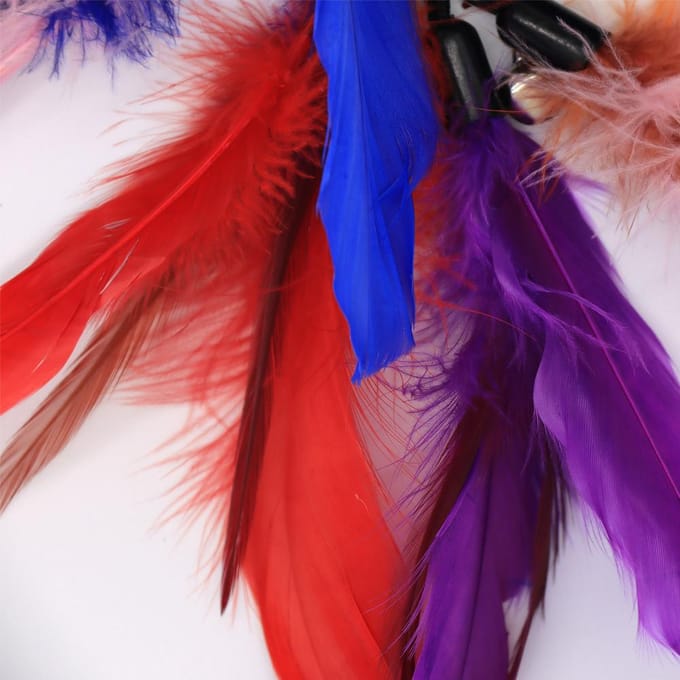 5 Pièces Jouets Plumes pour Chat Jouets Interactifs Teaser Plume de Rechange avec Clochette pour Chaton Chat Grattage Exercice Intérieur 8.3inch blue