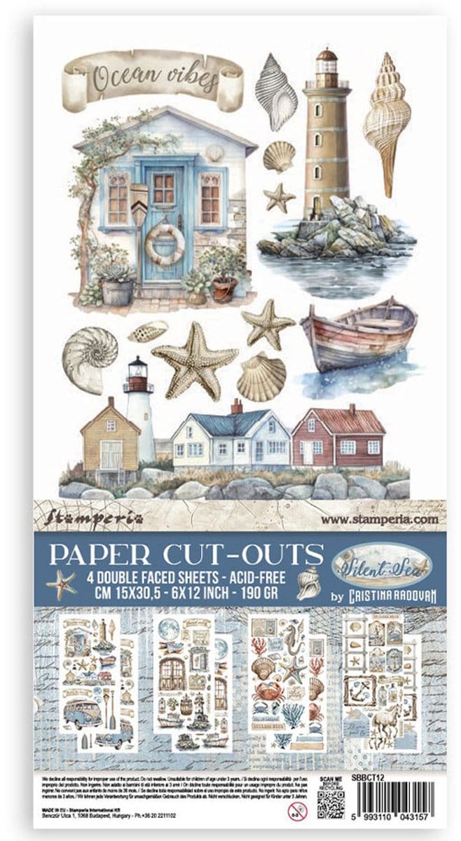Stamperia - Silent Sea 6x12 Inch Paper Cut-outs (4pcs) (SBBCT12)