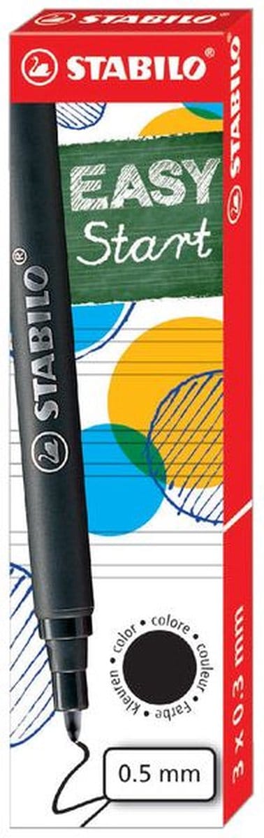 Rollerpenvulling STABILO Easyoriginal medium zwart doosje à 3 stuks