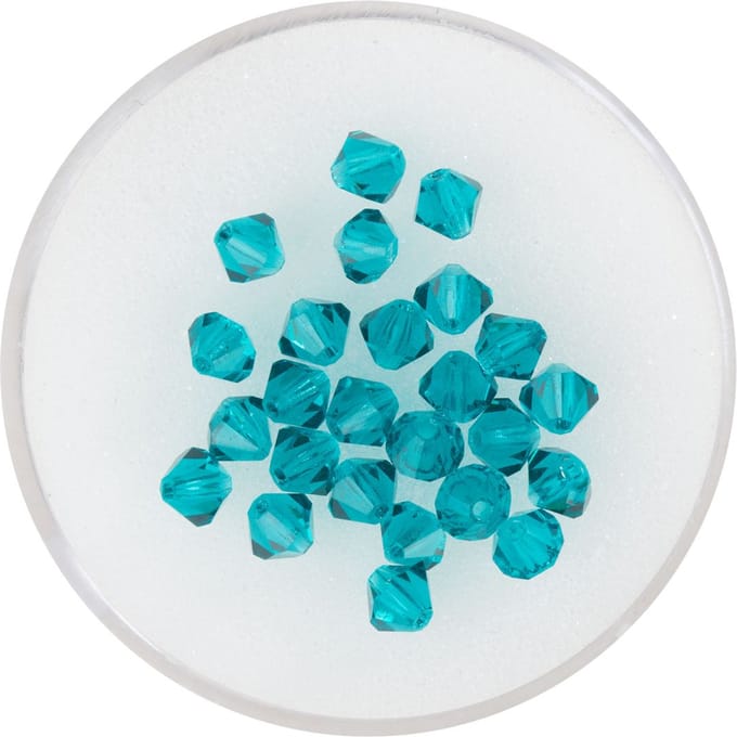 Glas geslepen glitterkralen, 4 mm - Blue Zircon