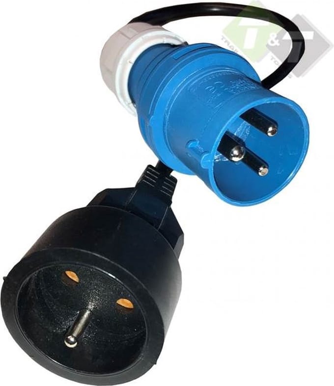 BTP -CEE verloop contrastekker - 230 Volt - 16 Ampere - 3 pen - CE keuring