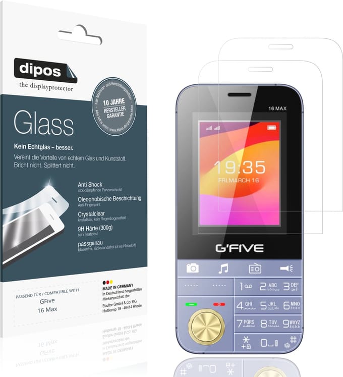 dipos – 2x Pantserfolie geschikt voor GFive 16 Max | 9H Screenprotector