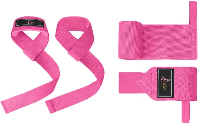 FitGirl Nutrition Combi Pack – Wrist Wraps & Lifting Straps – Neon Pink | Krachttraining & Deadlift Accessoires