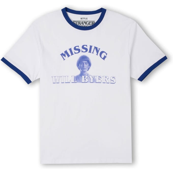 Stranger Things Will Byers' Search Party Unisex Ringer T-Shirt - White / Blue - S