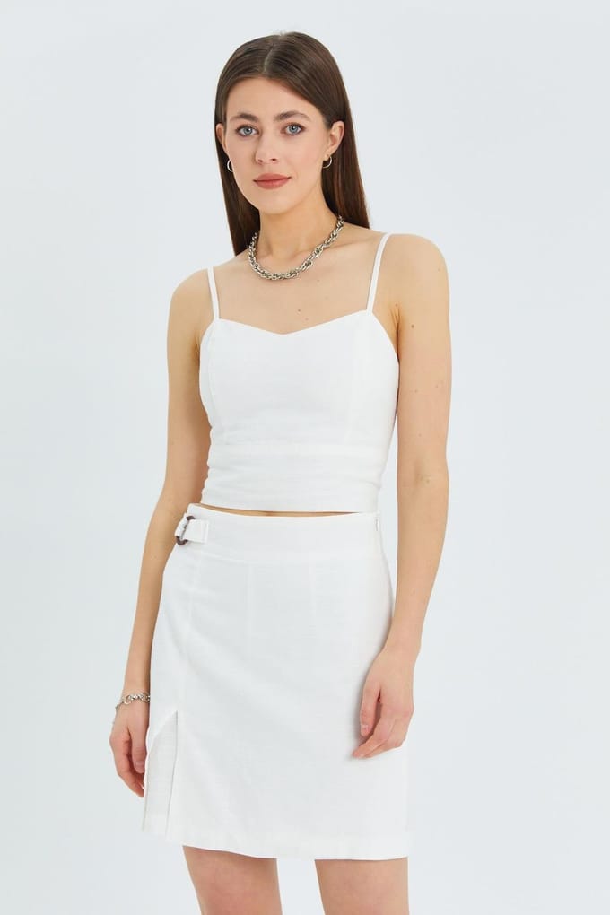 Hartvormige Halslijn Schouderbandjes Crop Cami Top