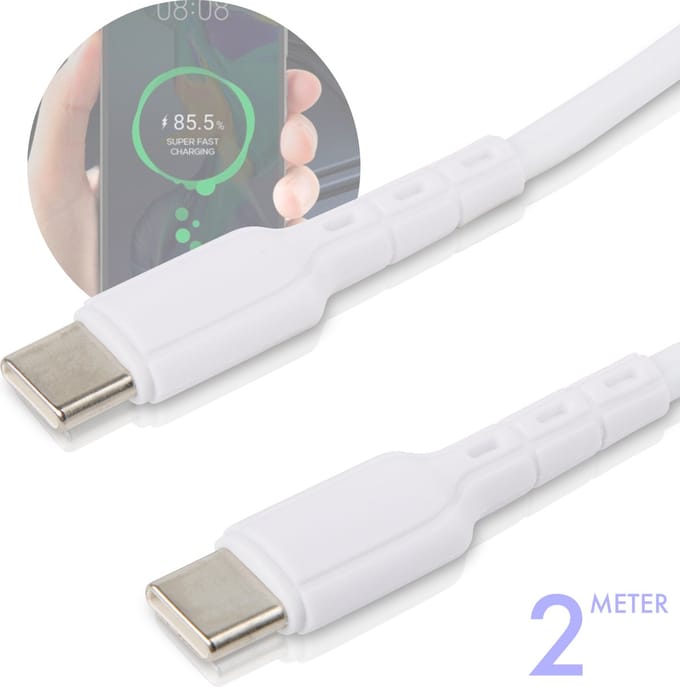 Phreeze USB-C naar USB-C 2M Snellaadkabel - 60W type c - Versterkt - Data Kabel - 480 Mbps - 2 Meter
