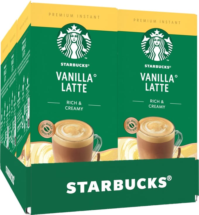 Starbucks Vanilla Latte oploskoffie - 6 doosjes x 5 zakjes