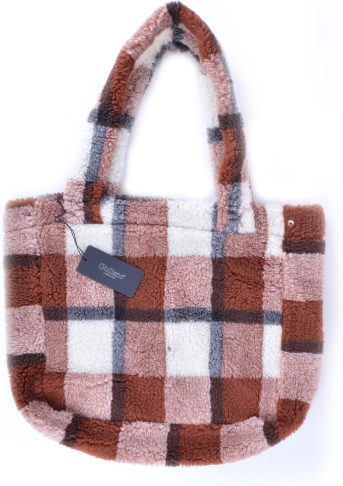 Giuliano teddy shopper geruit - roest - made in Italy