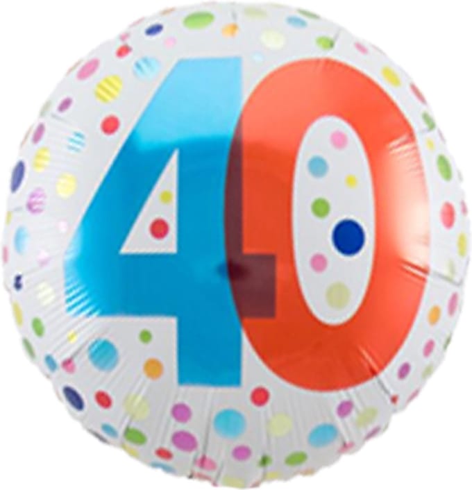 40 Jaar Happy Bday Dots Folieballon - 45cm