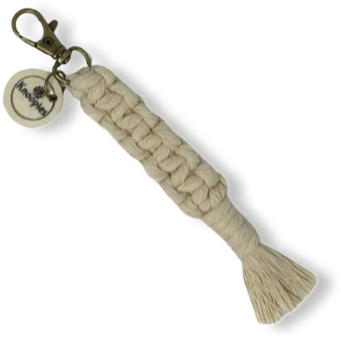 Macramé Sleutelhanger - Square Knots - Gebroken Wit - Katoenkoord - Prijs per Stuk - Inclusief Verzendkosten