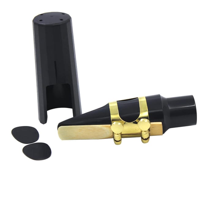 Tenor Sax Saxofoon Mondstuk Kunststof met Kap Metalen Gesp Riet Mondstuk Patches Pads Kussens black