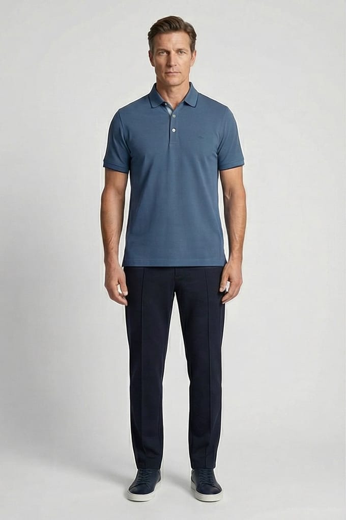 Baileys Polo Two-Tone Solid Fine Line Tipping Detail Riviera Blue / male