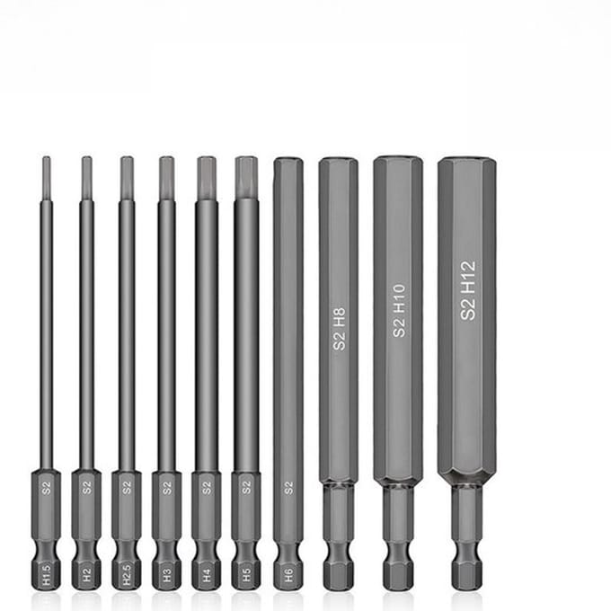 Inbussleutel, boor, elektrische bit voor inbus, schroevendraaier, magnetische dop, set, lengte 100MM
