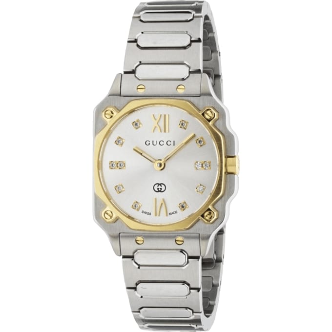 Gucci YA166503 G-Flat Zilveren Wijzerplaat Dameshorloge