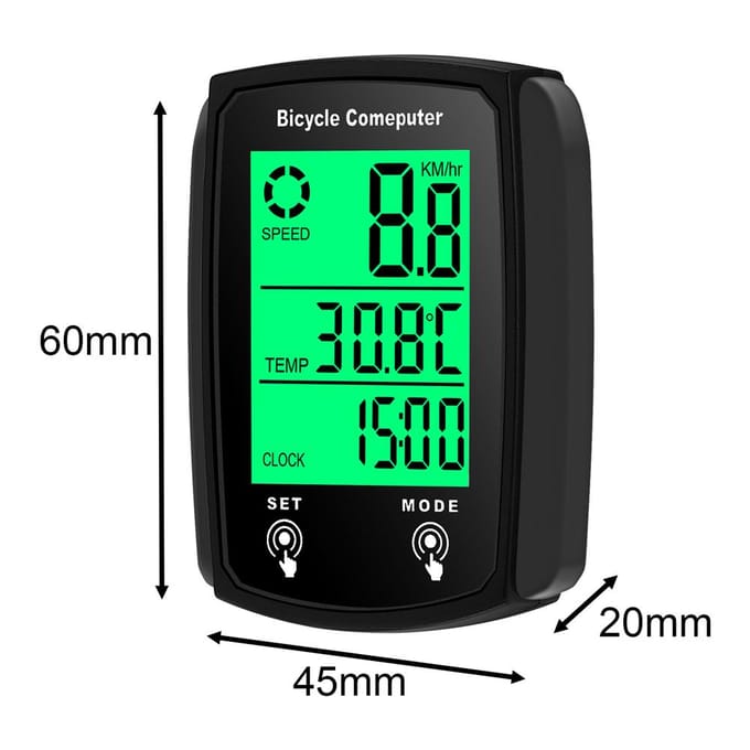 Bedrade fietscomputer LED digitale fietssnelheidsmeter kilometerteller touchscreen fietscomputer zwart