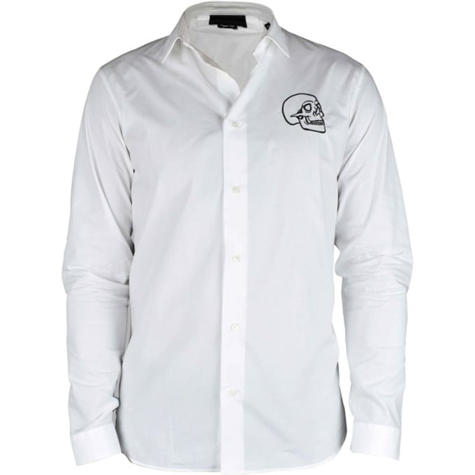 Philipp Plein Gold Cut LS Skull overhemd Wit