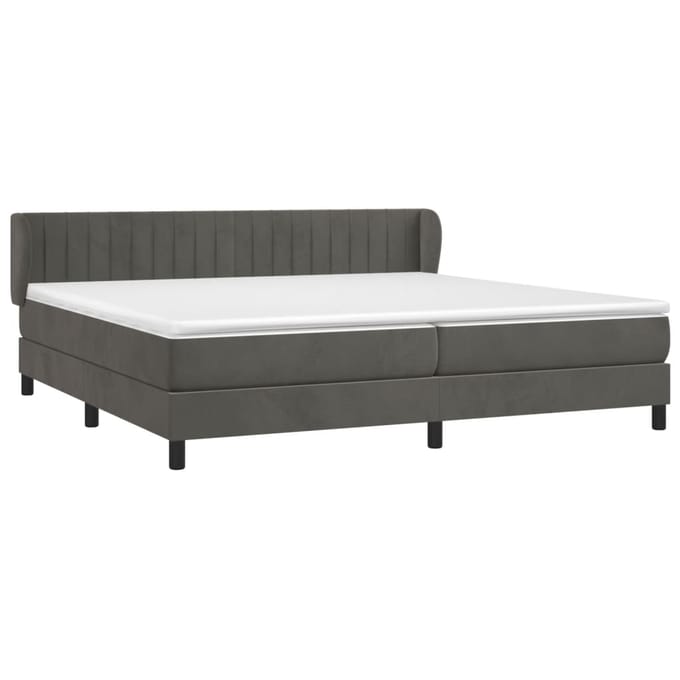 vidaXL - Boxspring - met - matras - fluweel - donkergrijs - 200x200 - cm