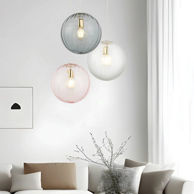 Viokef Hanglamp Diana, helder/goudkleurig, Ø 30 cm, glas