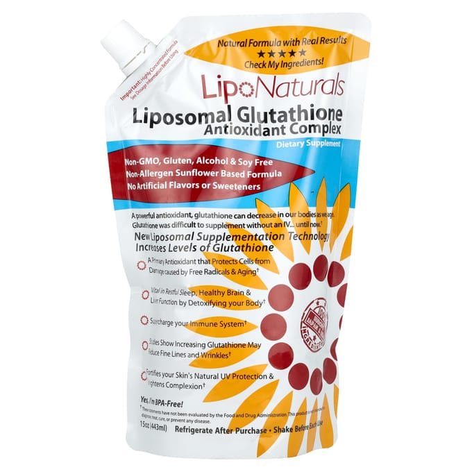 Lipo Naturals, Complexe antioxydant au glutathion liposomal avec Setria, 15 oz (443 ml) brown
