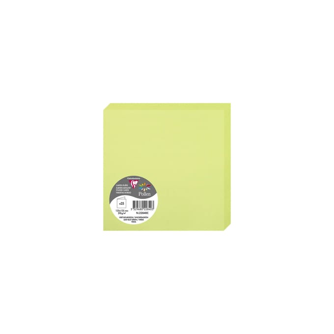 50x dubbele blanco kaarten, groen, van Pollen Clairefontaine, 13,5cm x 13,5cm.